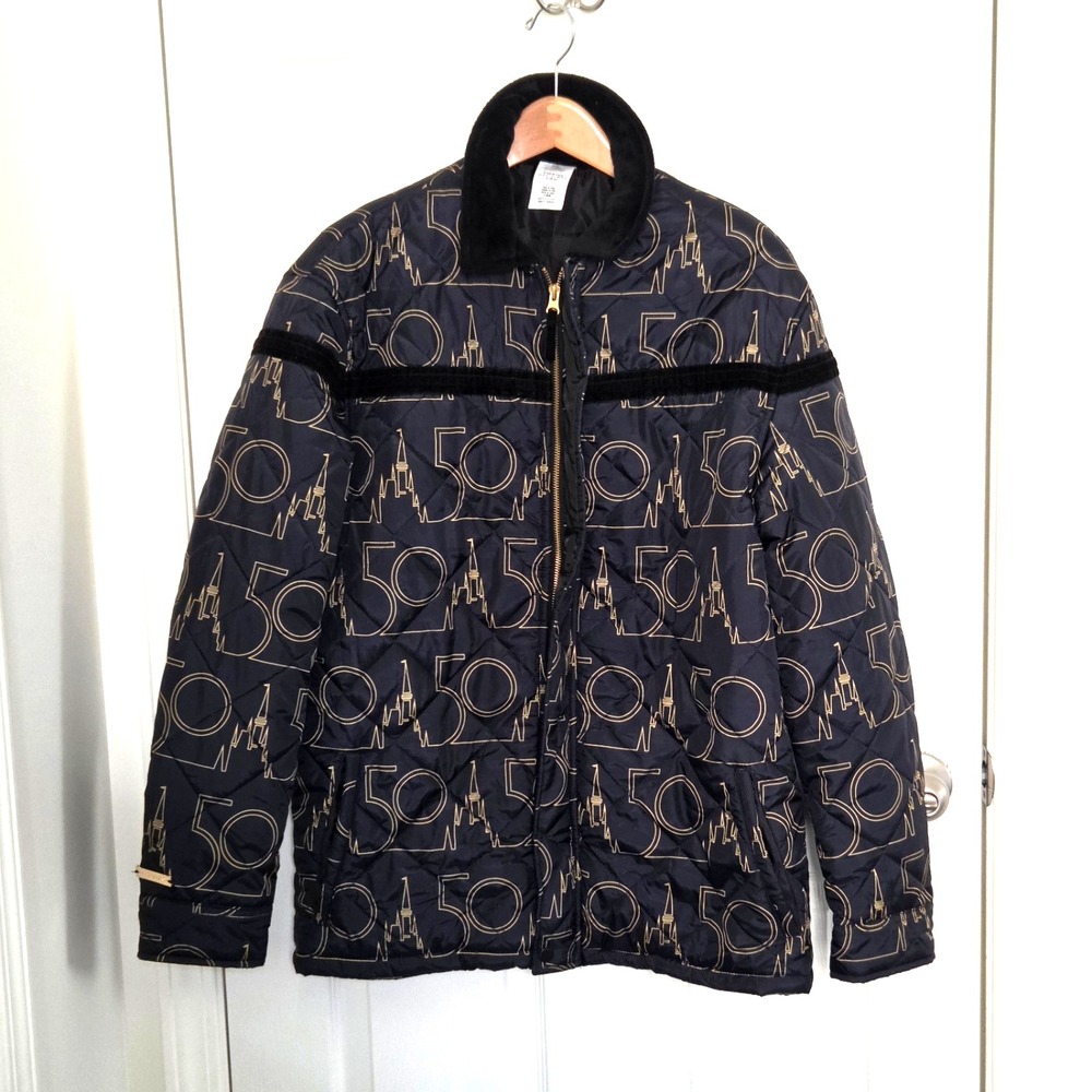 Walt Disney World 50th Anniversary Quilted Black/Gold Puffer Jacket Adult Size M